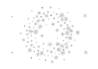 Silver Flake Background White Vector. Snowflake Transparent Texture. Grey Confetti Winter. Metal Frozen Illustration.