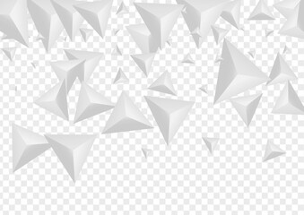 Hoar Shard Background Transparent Vector. Origami Beauty Template. Silver Isolated Texture. Triangular Creative. Greyscale Pyramid Illustration.