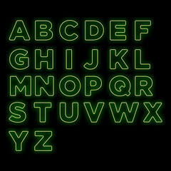 neon alphabet in trendy flat design
