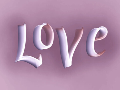 St. Valentine's days background with 3d text Love. 3d lettering effect. 
