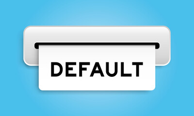 White coupon banner with word default from machine on blue color background
