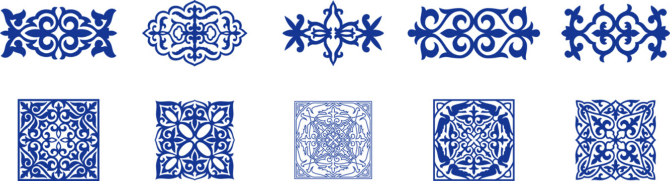 Islamic ornament vector, persian motiff. Asian floral designs. Abstract Asian elements of the national pattern of the ancient nomads of the Kazakhs, Kyrgyz, Mongols, Tatars, Uzbeks, Tajiks and other