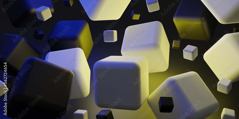Poster abstract 3d render. color cubes. modern background design with geometric shapes.