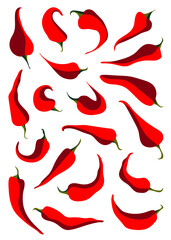 Set of red chili peppers