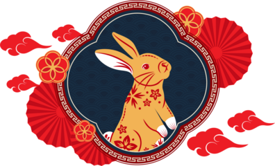 2023 Year of rabbit Chinese new year decoration, PNG file