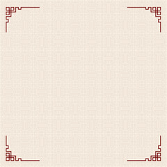 Retro oriental style pattern on beige color background with corner decoration lines