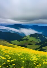 Fototapeta premium Generative AI,scenic view of landscape against sky during sunset