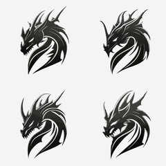 4 variants of the dragon logo. Logo vector illustration