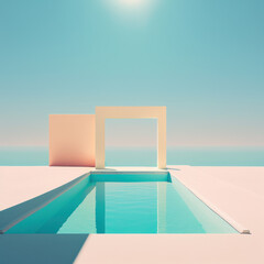 Fototapeta premium swimming pool near beach and sea. summer and vacation concept. generative ai