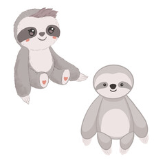 Cute sloth plush toy template. Hand drawn vector illustration
