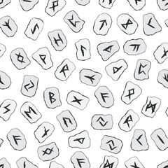 Viking runes grey stones seamless background
