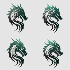 Obraz premium 4 variants of the dragon logo. Logo vector illustration