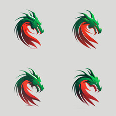 4 variants of the dragon logo. Logo vector illustration