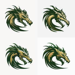 4 variants of the dragon logo. Logo vector illustration