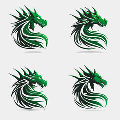 4 variants of the dragon logo. Logo vector illustration