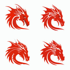 4 variants of the dragon logo. Logo vector illustration