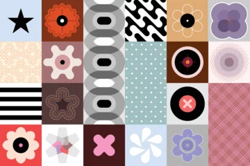 Fototapeten Abstract seamless background with different coloured patterns and geometric shapes. Each one of the design element created on a separate layer and can be used as a standalone image. ©  danjazzia