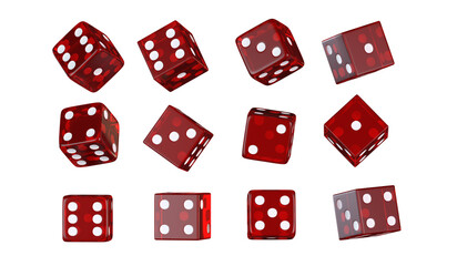 Red Glassy Casino Dices