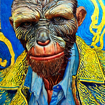 Bunter Affe mit Hemd Jacke. Anzug Kleidung - Ai generiete Illustration. 