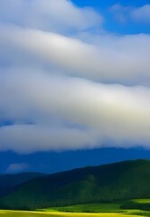 Fototapeta premium Generative AI,scenic view of landscape against sky during sunset