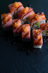 Sushi rolls Japanese food menu