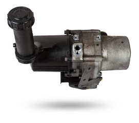 Vane pump or hydraulic power steering pump on a white background engine parts. Spare parts auto...