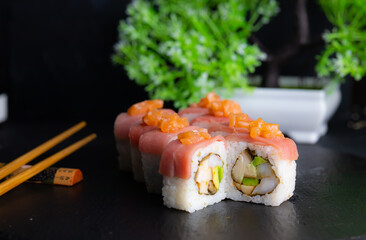 Sushi rolls Japanese food menu