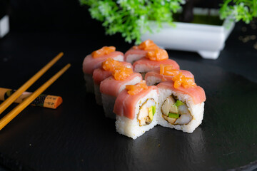 Sushi rolls Japanese food menu