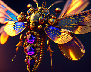 Gold and Blue Dragonfly
