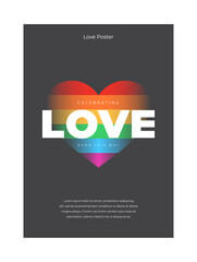 LGBT poster. Happy valentine's day cover on black background. Rainbow colors. Social media post template design. Colorful rainbow banner for lgbt community event vector illustration