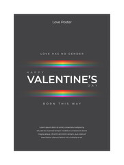 Fototapeta premium LGBT poster. Happy valentine's day cover on black background. Rainbow colors. Social media post template design. Colorful rainbow banner for lgbt community event vector illustration