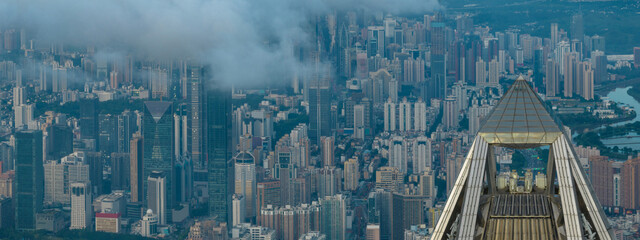 Aerial view of ping an finance center in Shenzhen city,China