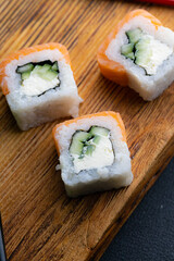 Sushi rolls Japanese food menu