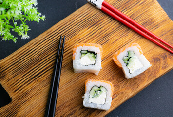 Sushi rolls Japanese food menu