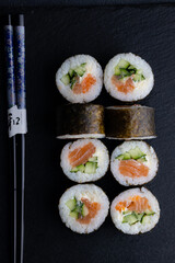 Sushi rolls Japanese food menu