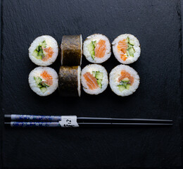 Sushi rolls Japanese food menu