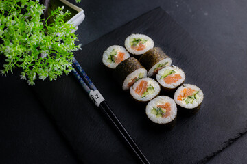 Sushi rolls Japanese food menu