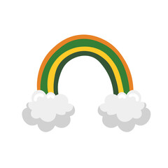 Beautiful rainbow with clouds on white background. St. Patrick's Day celebration