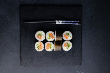 Sushi rolls Japanese food menu