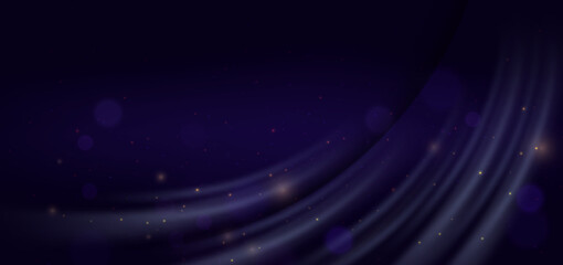 Elegant golden dot glowing with lighting effect sparkle on dark blue background. Template premium award design.