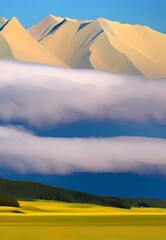 Fototapeta na wymiar Generative AI,scenic view of landscape against sky during sunset