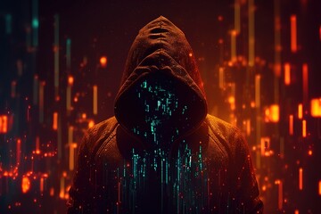 Hacker, cyber security concept art. Generative art
