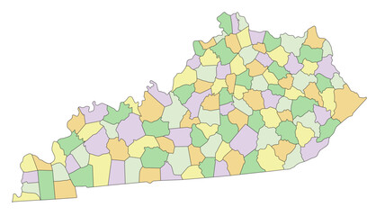 Kentucky - Highly detailed editable political map.
