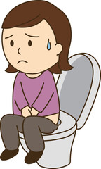 トイレで不安そうな女性
