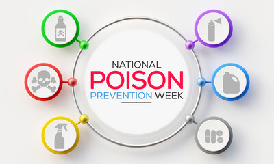 National Poison prevention week (NPPW) is observed every year in March, to highlight the dangers of poisonings for people of all ages. 3D Rendering