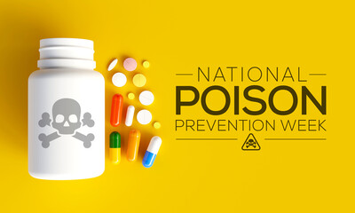 National Poison prevention week (NPPW) is observed every year in March, to highlight the dangers of poisonings for people of all ages. 3D Rendering