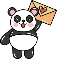 Obraz premium Valentine Day Panda with a letter