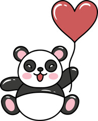 Obraz na płótnie Canvas Valentines Day Panda with Balloon