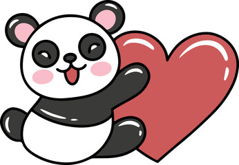 Obraz premium Valentine Day Panda with Hearts