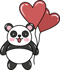 Valentines Day Panda with Balloon